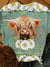 Cow Flower Print Crew Neck T-shirt