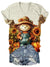 Women's Scarecrow Print V-Neck Top