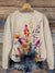 Women's Floral Print Round Neck Long Sleeve Casual Top