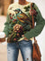 Women's Retro Floral Bird Print Casual Top