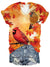 Women's Fall Maple Leaf Cardinal Bird Print Top