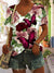 Rose Flower Butterfly V-Neck T-Shirt
