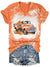 Women's Pumpkin Truck Tie Dye Print Top