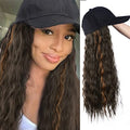 Fashionholla Black Baseball Cap with Wavy Hair Wig