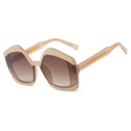 Fashion Irregular Square Sunglasses Oversize Semi-rimless Punk Eyeglasses Metal Inlay Arm Gradient Color  Party Shades