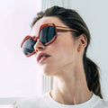 Fashion Irregular Square Sunglasses Oversize Semi-rimless Punk Eyeglasses Metal Inlay Arm Gradient Color  Party Shades