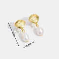 Freshwater Pearl & Gold Shell Earrings
