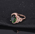 Ring Gold-Green / Adjustable Luxury 925 Sterling Silver Gemstone Ring - FHR096