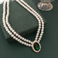 Green Crystal Pearl Necklace