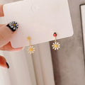 Ladybug Flower Drop Earrings