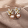 Maria Crystal Flower & Pearl Earrings