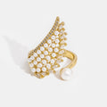 Pearl & Crystal Wing Wrap Ring