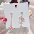 Pink & White Flower Earrings