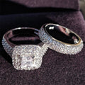 Ring 4.5 / Ring Free - Luxury 925 Silver Wedding Bridal Ring Set FHR001