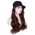 Fashionholla Black Baseball Cap with Body Wavy Hair Wig