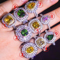 Ring Luxury Water-drop Square Multi-Color Cubic Zircon Crystal Rings - FHR089