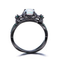 Ring Black Gold White Fire Opal Ring FHR056