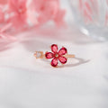Red Crystal Dahlia Flower Ring