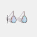 Silver Teardrop Opal Stone Earrings